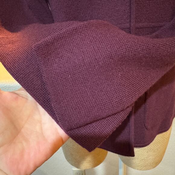 Talbots 100% Merino Wool Sweater Jacket Plum Purple Size XS EUC Three Button - Picture 7 of 12
